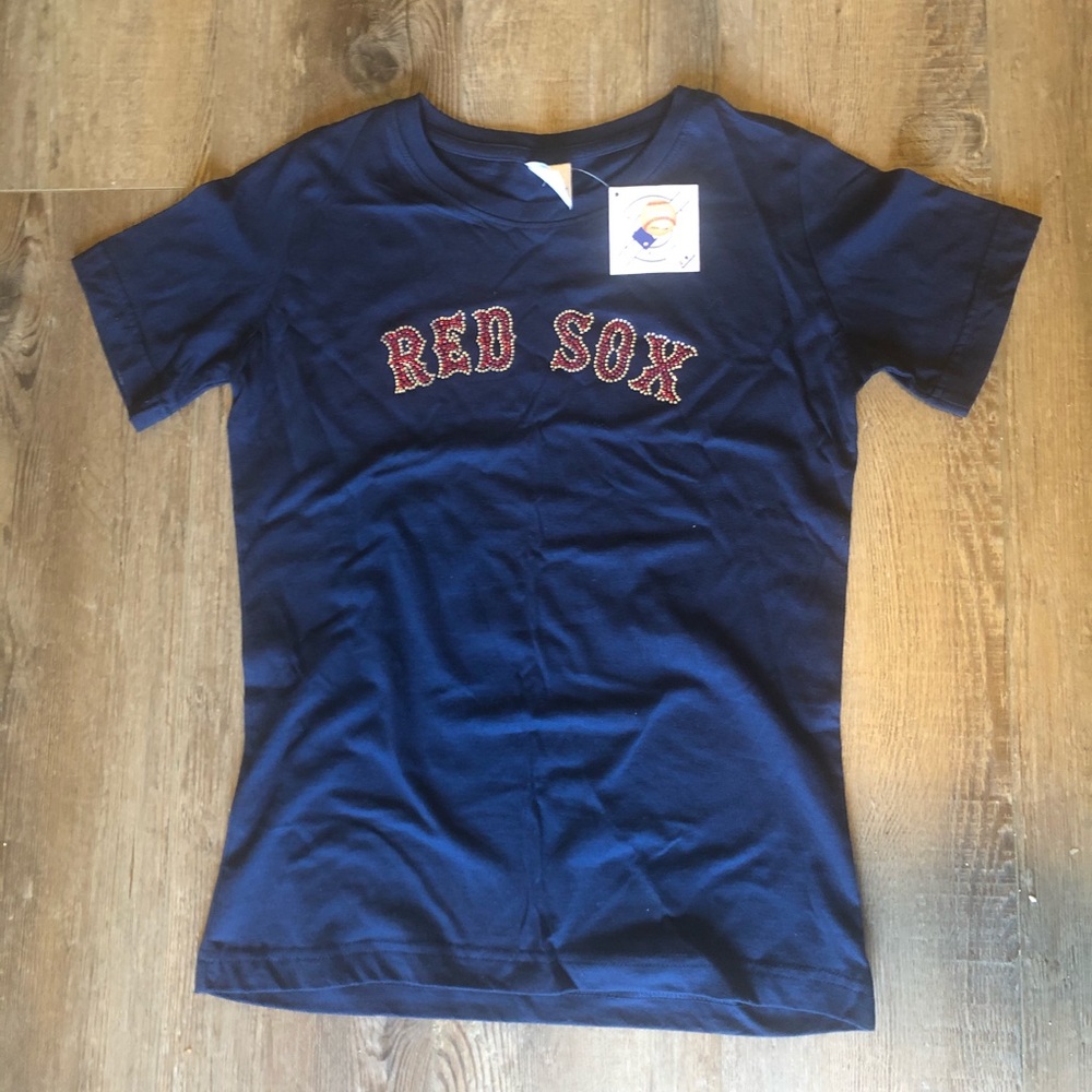 Red Sox Tee Shirt with Crystal Beaded Logo